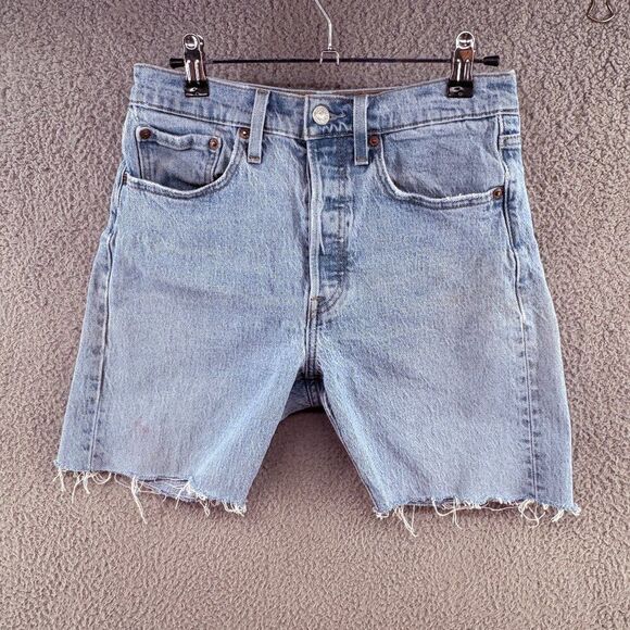 Levi’s 501 High Rise Cutoff Jean Shorts | W27 | Light Wash | Raw Hem Vintage Rew - Picture 2 of 15